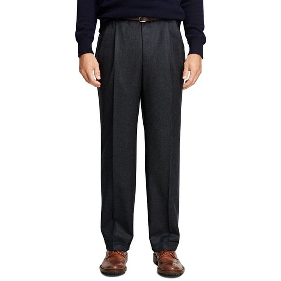 Brooks Brothers 346 Wool‎ Dress Trousers Pleated Gray Men’s Size 35 x 32 - Picture 1 of 9